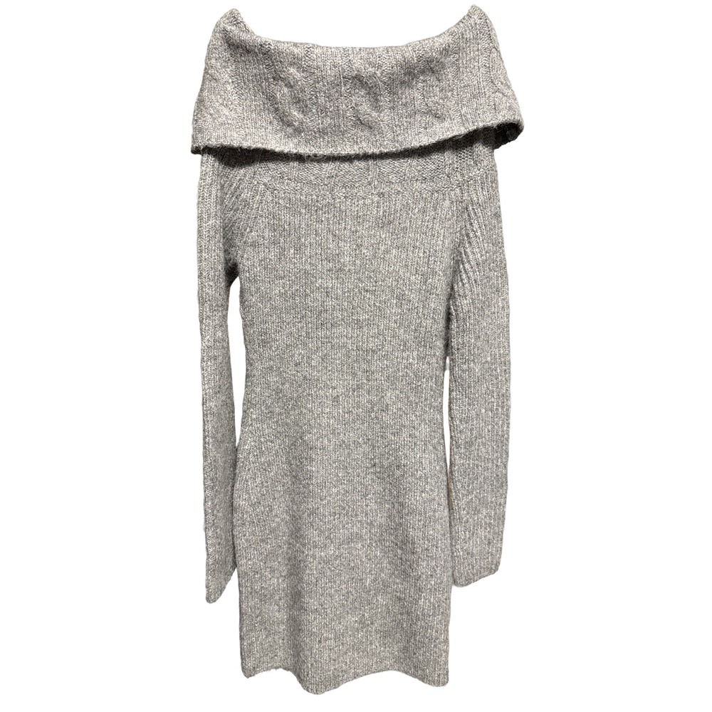 Vici‎ Sweater Dress Women Medium Gray Off Shoulder Soft Knit Stretch Cozy  NWOT